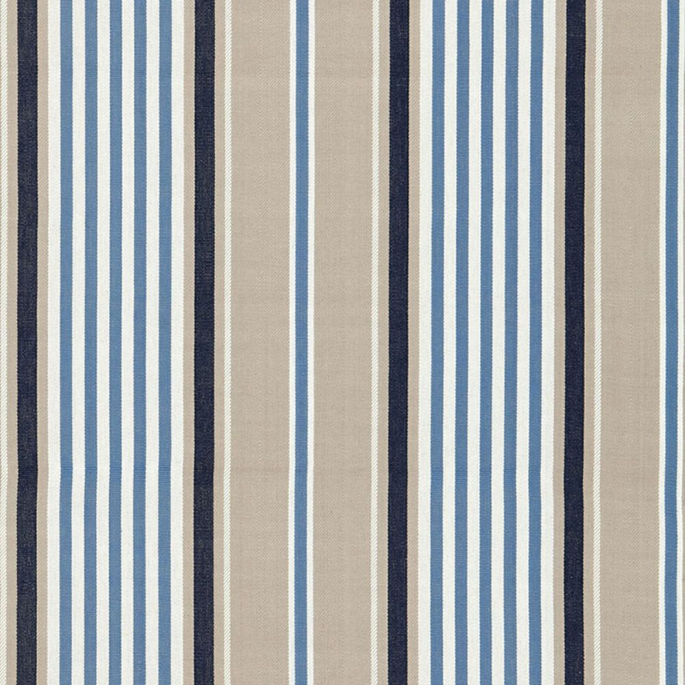 Schumacher 66011 Minzer Cotton Stripe Fabric in Indigo