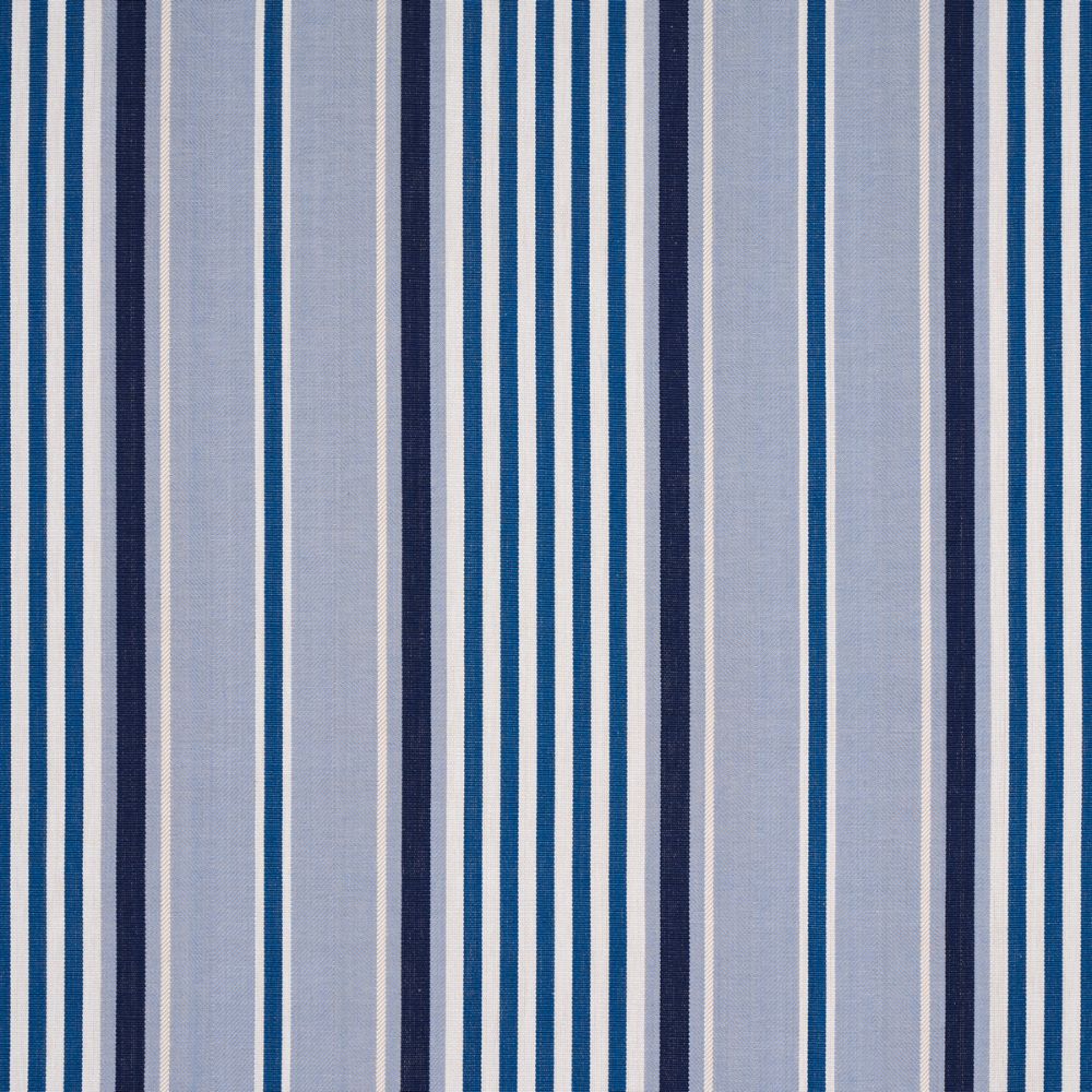 Schumacher 66014 Minzer Cotton Stripe Fabrics in Blue