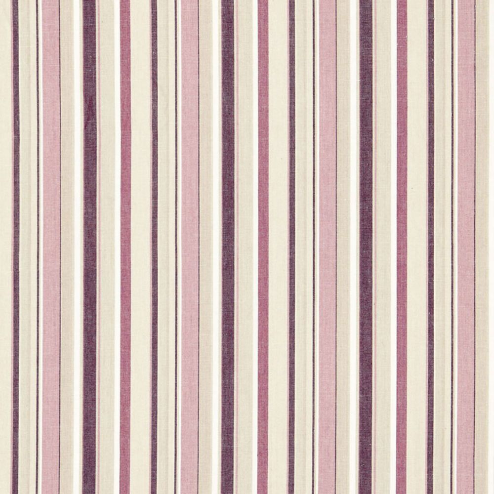 Schumacher 66052 Tybee Stripe Fabrics in Mulberry