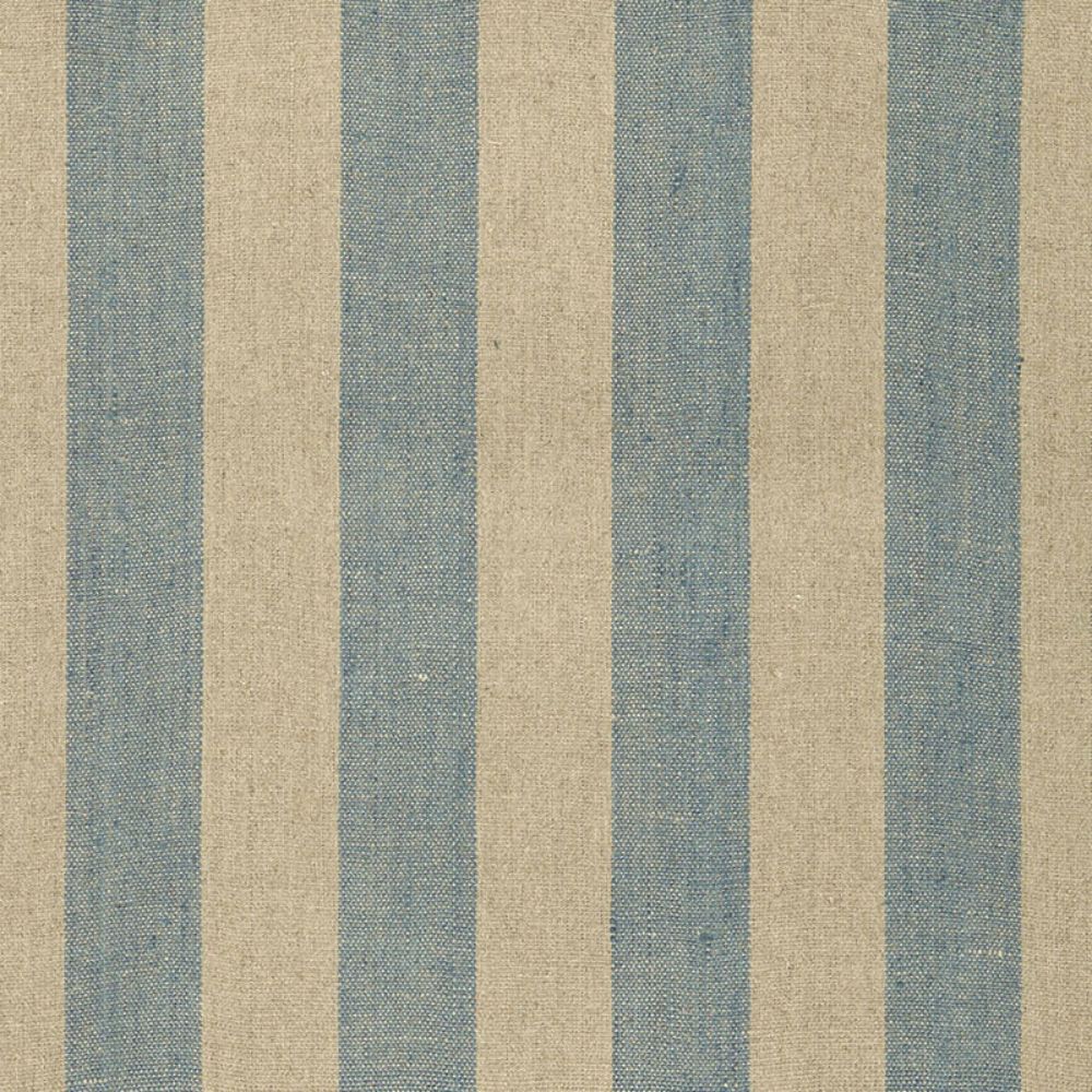 Schumacher 66073 Augustin Linen Stripe Fabrics in Denim / Linen