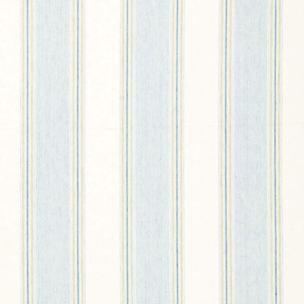 Schumacher 66082 Savannah Linen Stripe Fabrics in Chambray