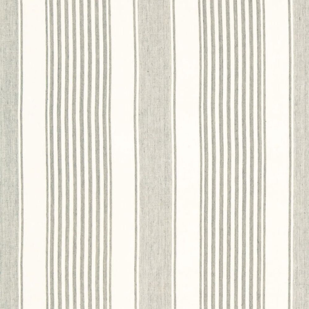 Schumacher 66092 Summerville Linen Stripe Fabrics in Gull