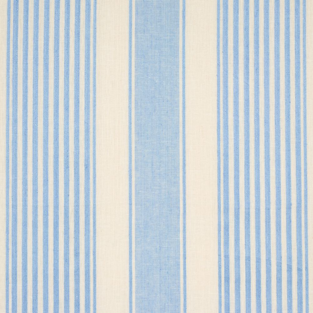 Schumacher 66094 Summerville Linen Stripe Fabrics in Sky