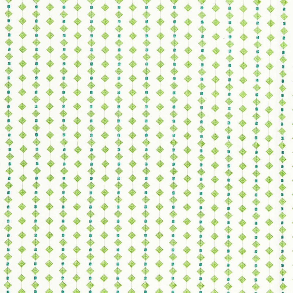 Schumacher 66262 Macaroni Fabrics in Turquoise / Leaf