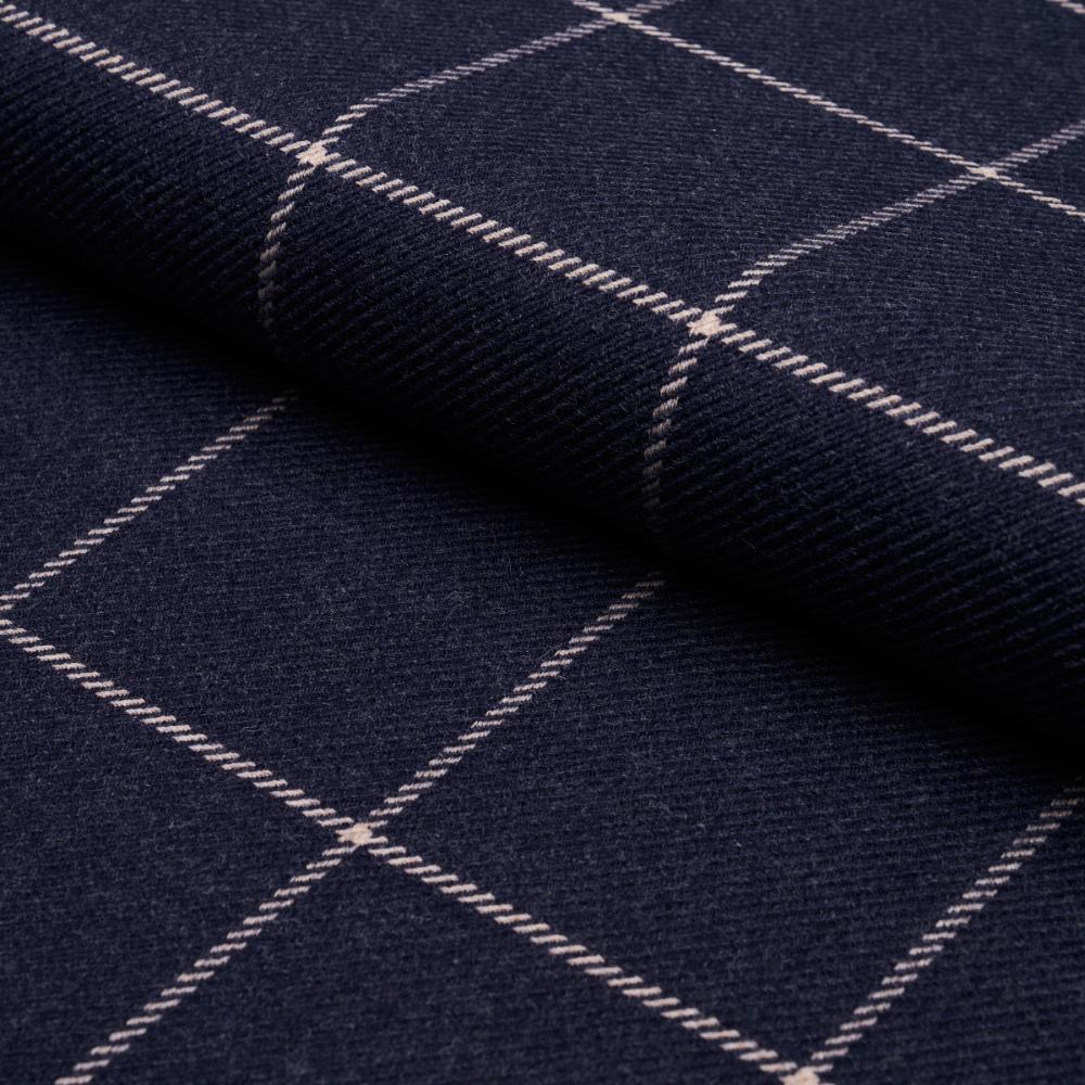 Schumacher 66774 Bancroft Wool Plaid Fabric in Navy