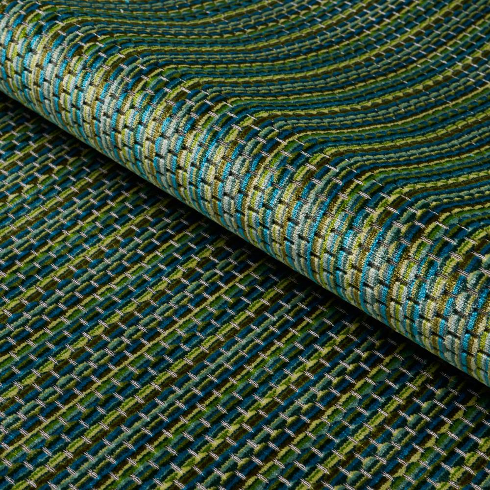 Schumacher 66917 Downtown Velvet Fabric in Peacock