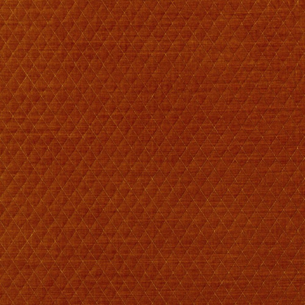 Schumacher 66925 Paley Quilted Velvet Fabric in Chinese Orange