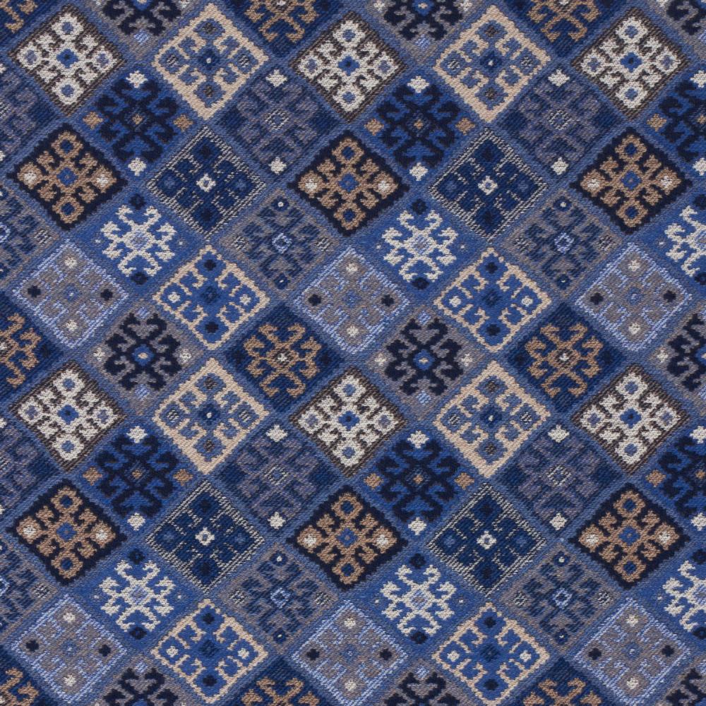 Schumacher 67143 Kilim Weave Fabric in Blue