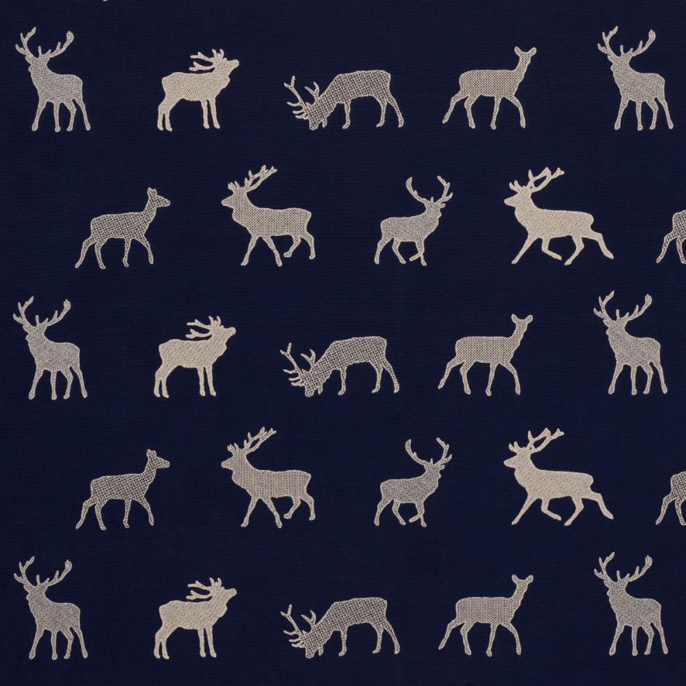 Schumacher 67162 Caribou Embroidery Fabric in Navy