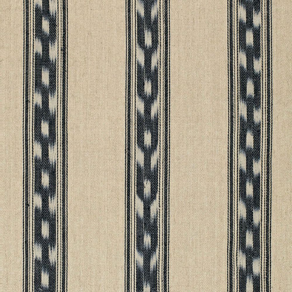 Schumacher 67510 Mojave Ikat Stripe Fabric in Ebony
