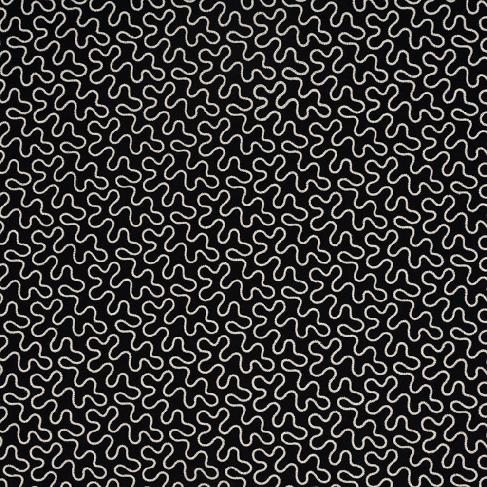 Schumacher 67605 Meander Embroidery Fabric in Black