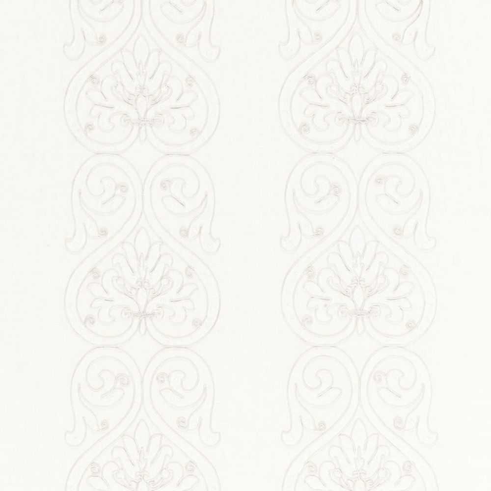 Schumacher 67640 Medici Embroidery Fabric in Blanc