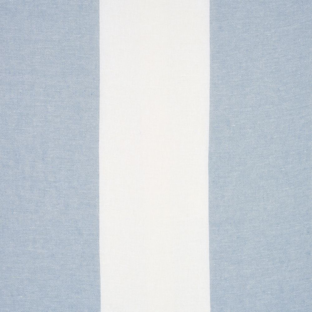 Schumacher 67943 Vista Linen Stripe Casement Fabrics in Sky And White