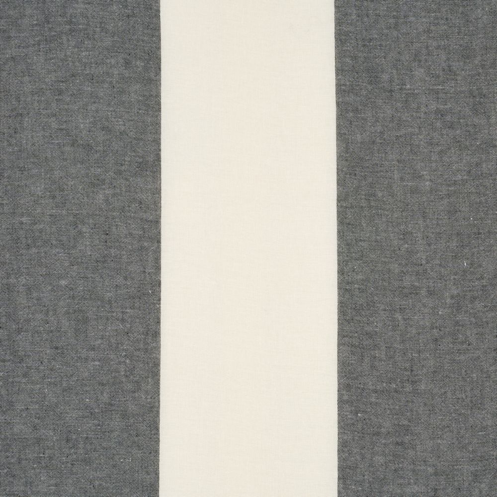 Schumacher 67944 Vista Linen Stripe Casement Fabrics in Carbon And White