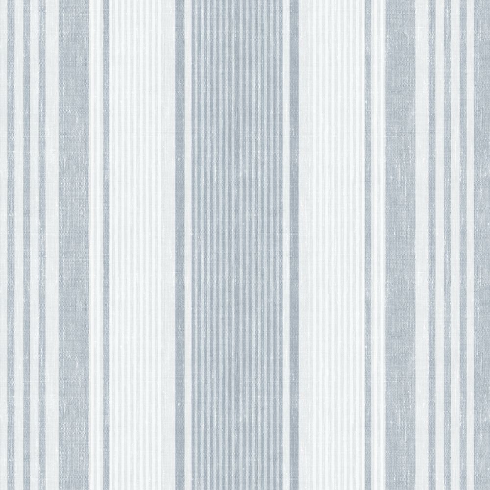Schumacher 6860 Linen Stripe Wallcoverings in Blue