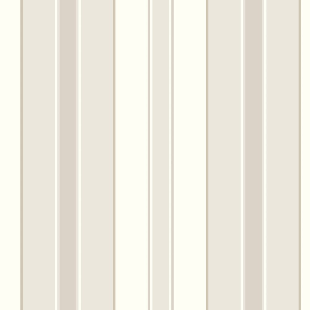 Schumacher 6880 Stockholm Stripe Wallcoverings in Sand And Gold