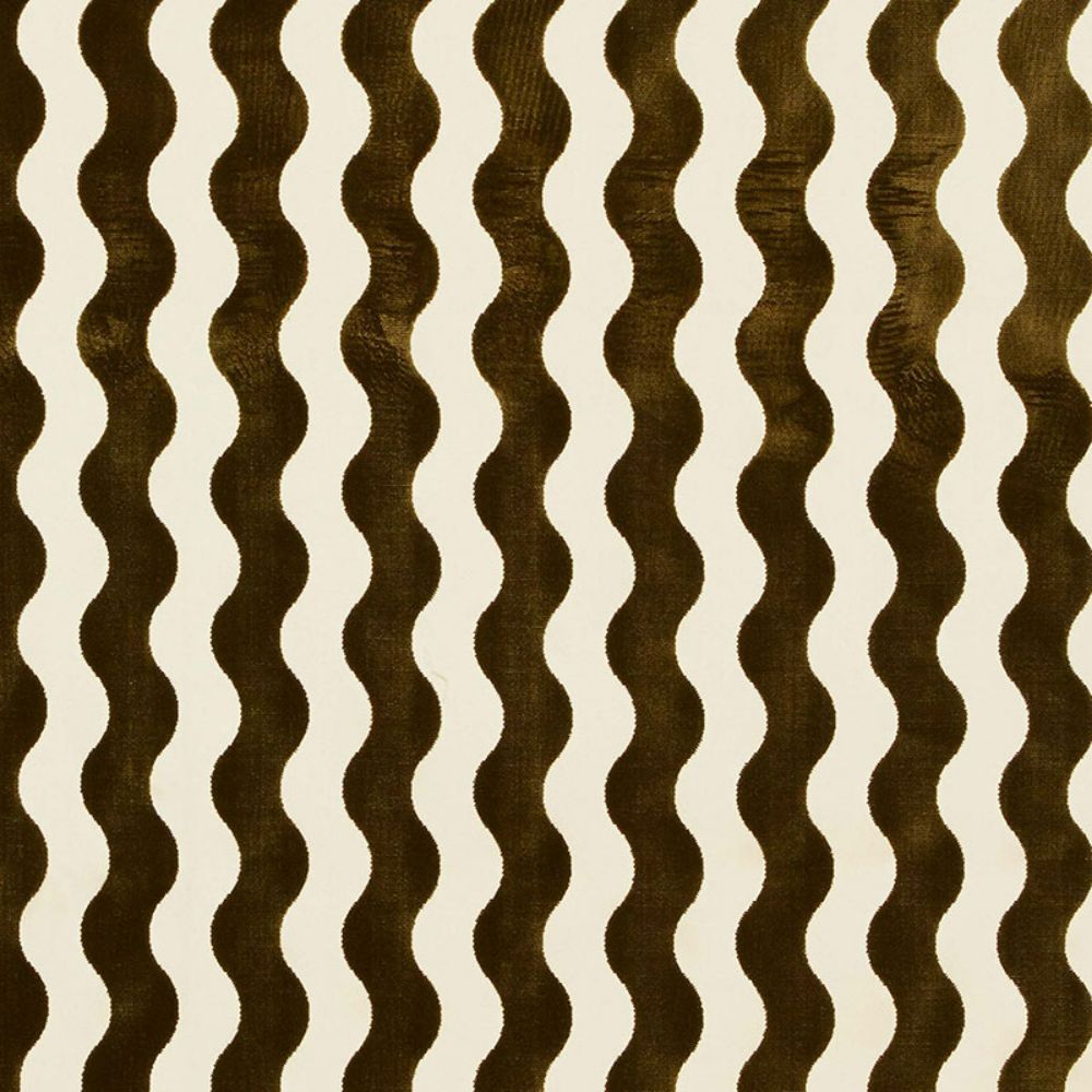 Schumacher 69421 The Wave Velvet Fabrics in Chocolate