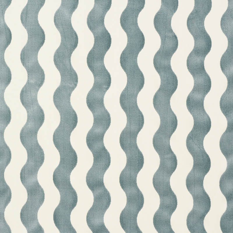 Schumacher 69424 Cut-Patterned-Velvets Collection The Wave Fabric  in Sky