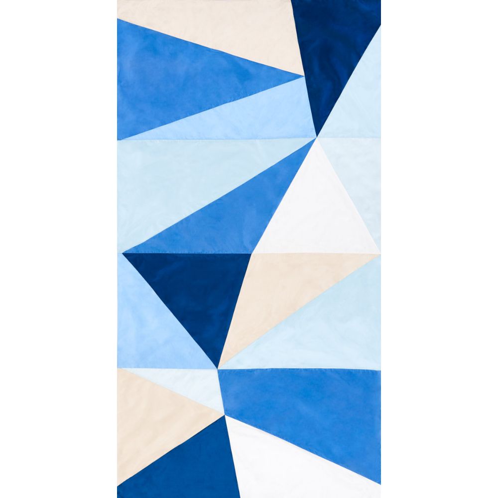 Schumacher 69454 Cubist Silk Panel Fabrics in Blue