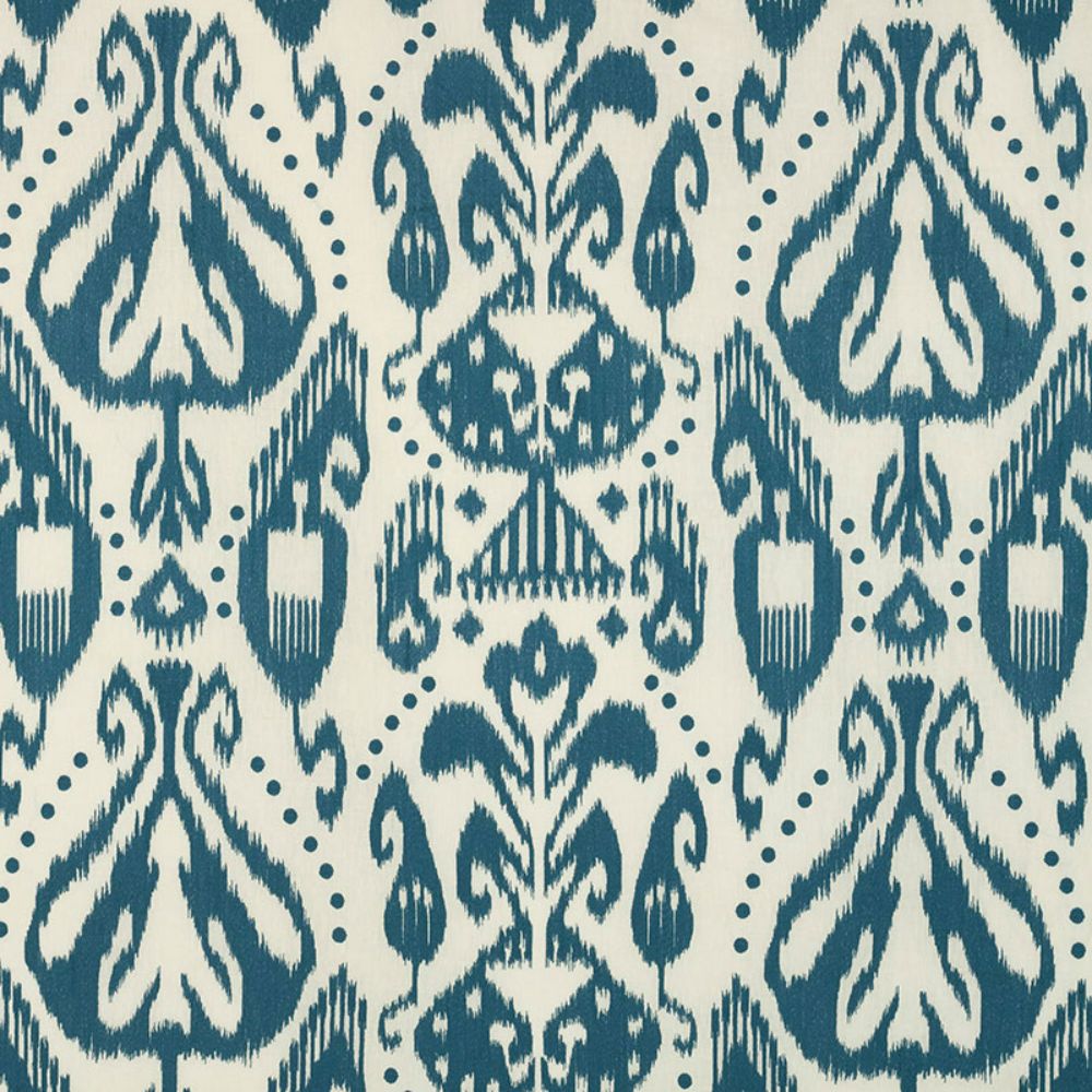 Schumacher 69480 Kiva Embroidered Ikat Fabrics in Lapis