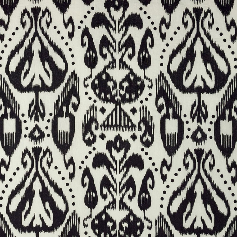 Schumacher 69482 Kiva Embroidered Ikat Fabrics in Raven