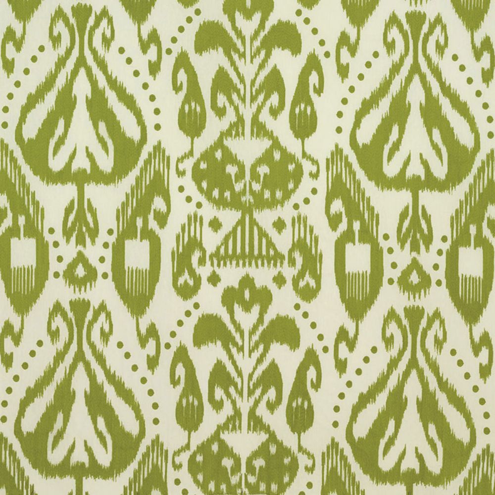 Schumacher 69483 Kiva Embroidered Ikat Fabrics in Grass