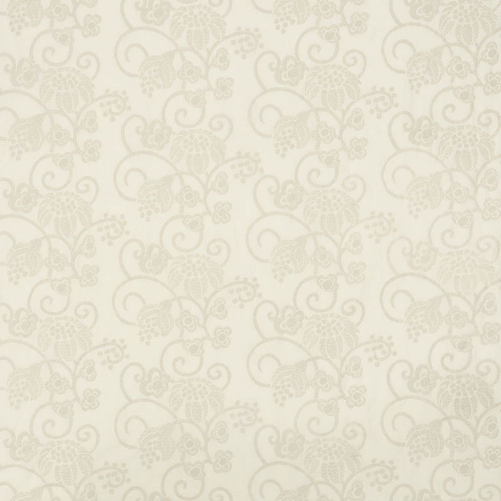 Schumacher 70180 Calliope Embroidery Fabric in Ivory