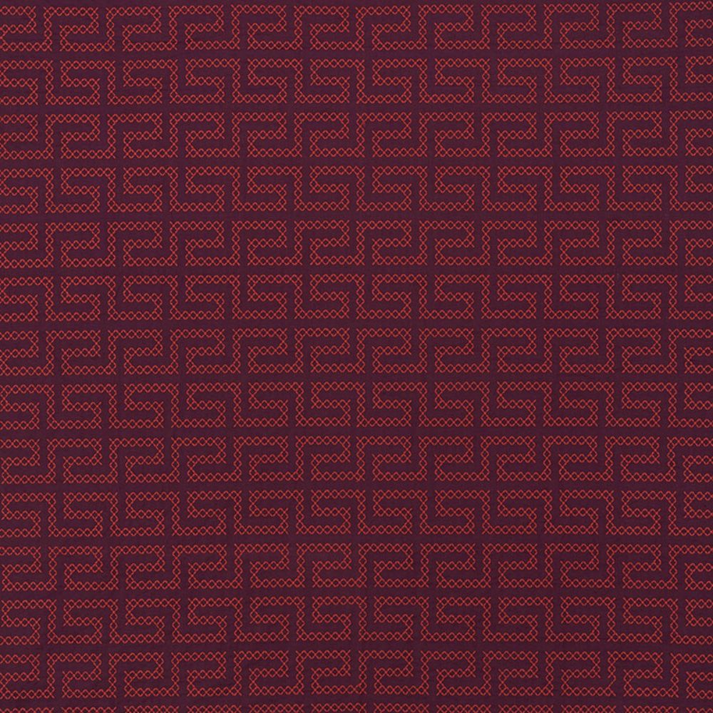 Schumacher 70234 A Maze Embroidery Fabric in Berry