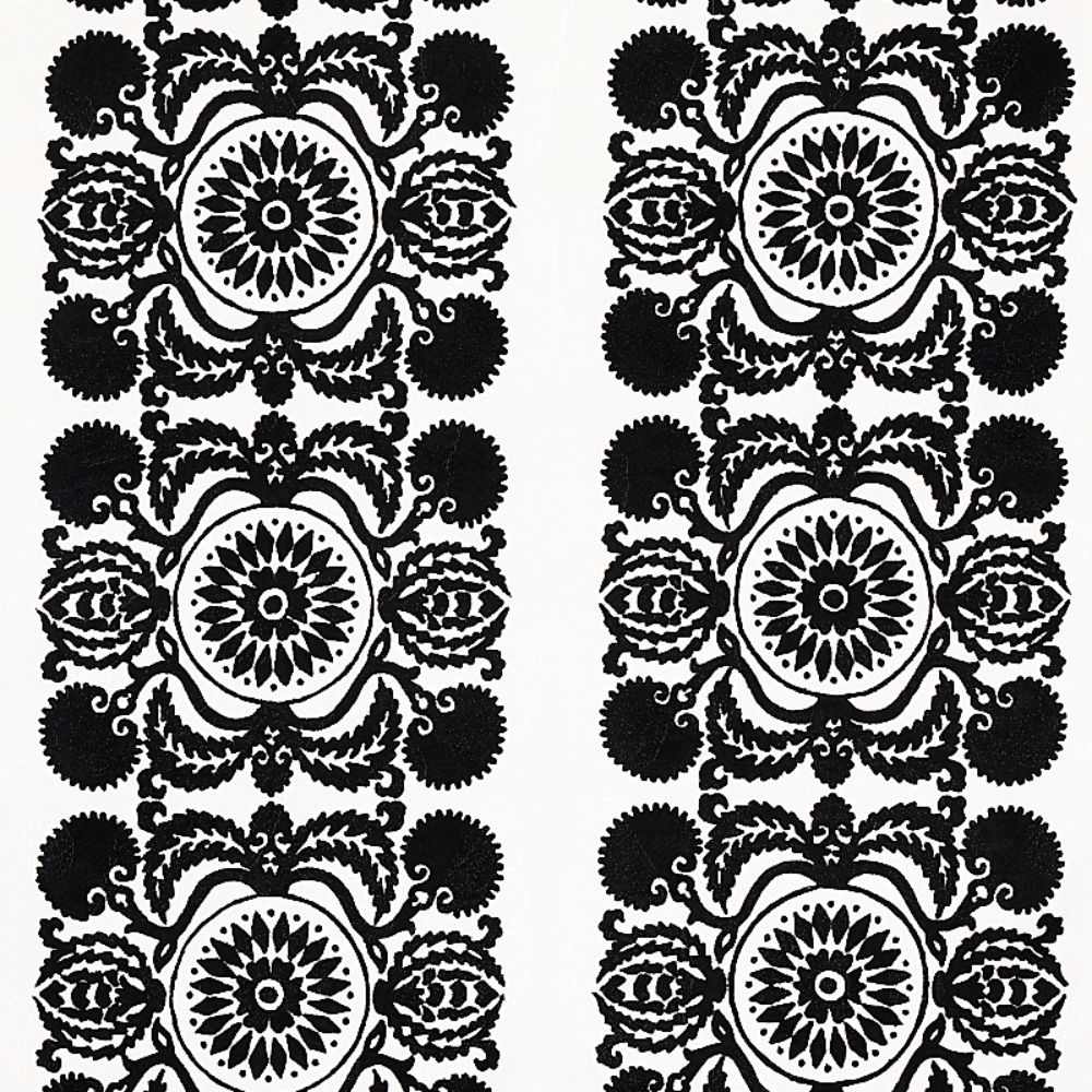 Schumacher 70263 Castanet Embroidery Fabric in Black