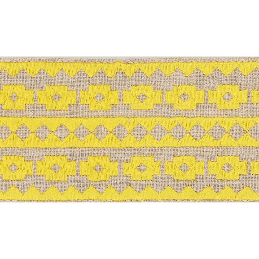 Schumacher 70645 Talitha Tape Trim in Yellow On Natural