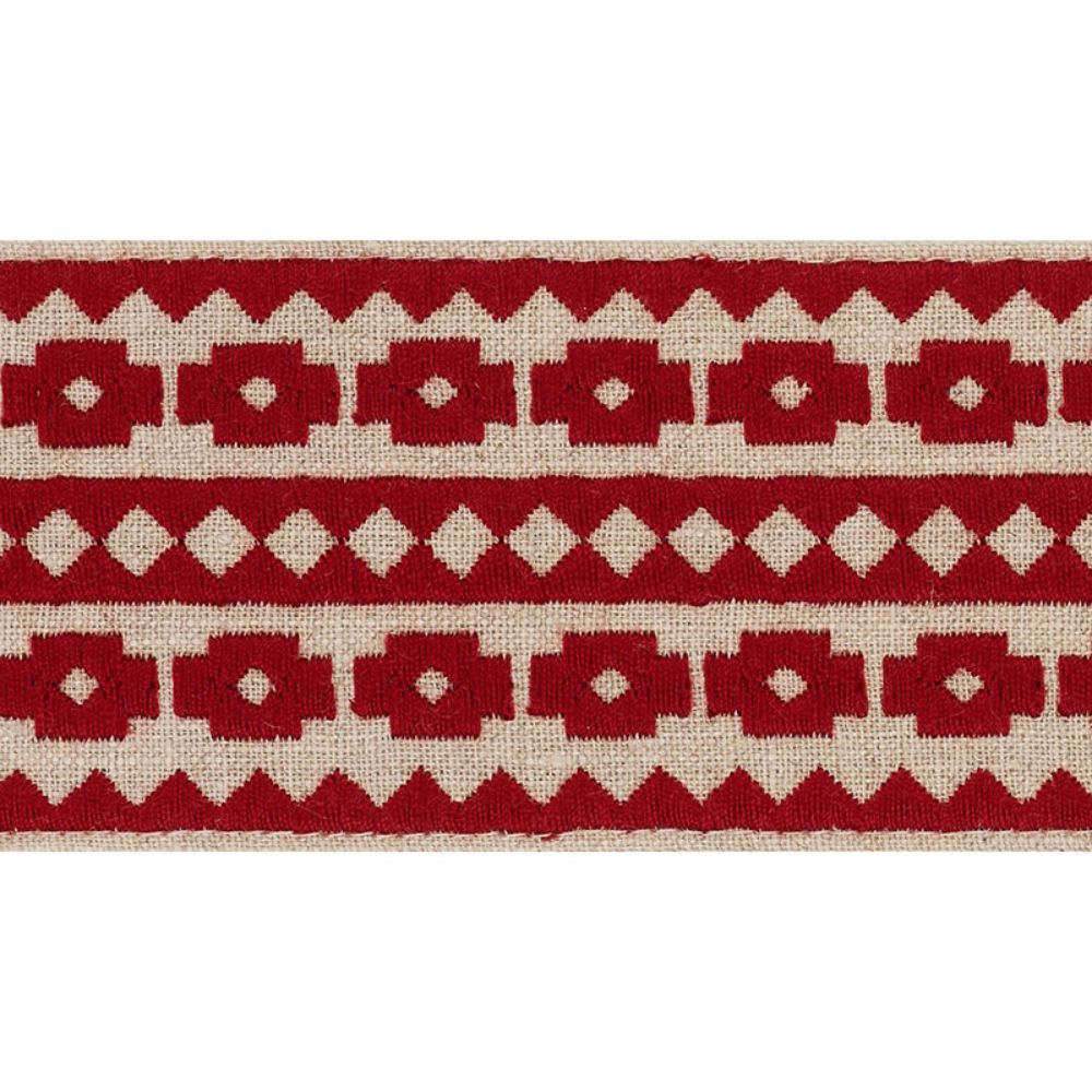 Schumacher 70646 Talitha Tape Trim in Red On Natural
