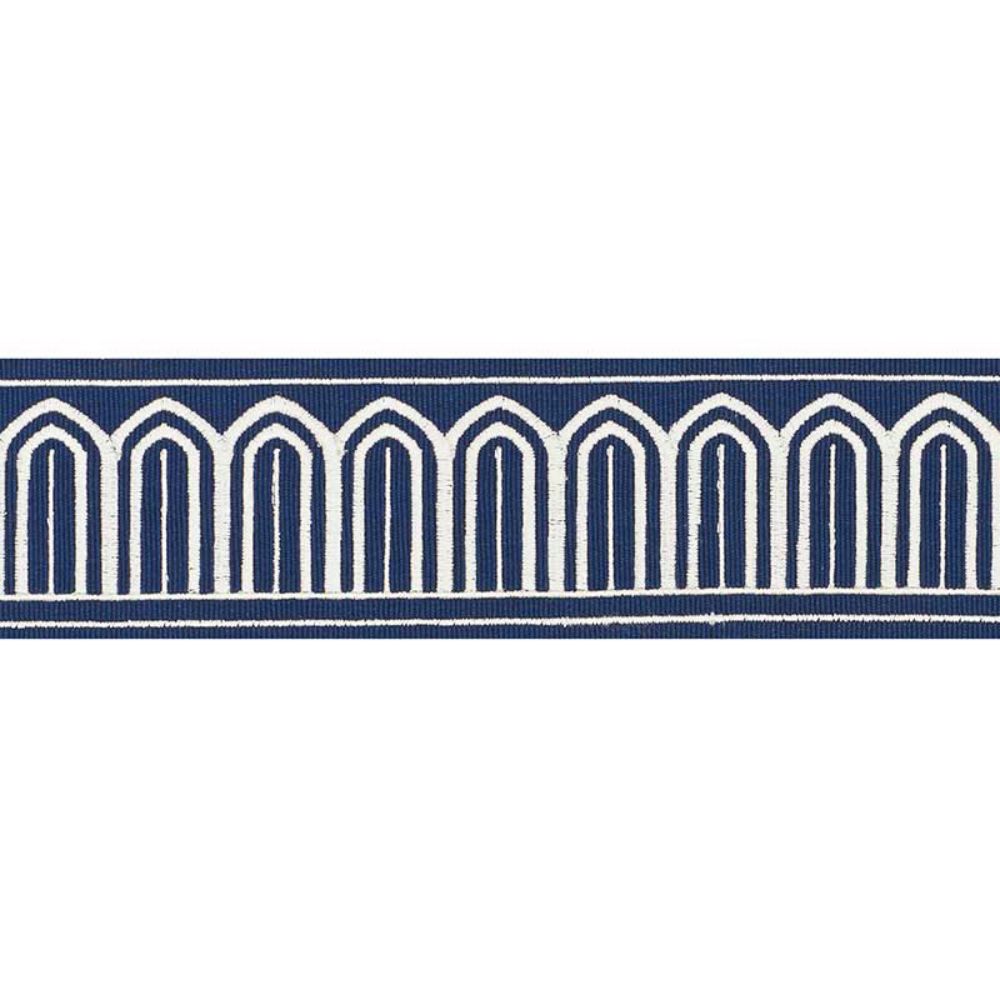 Schumacher 70767 Arches Embroidered Tape Medium Trim in Marine