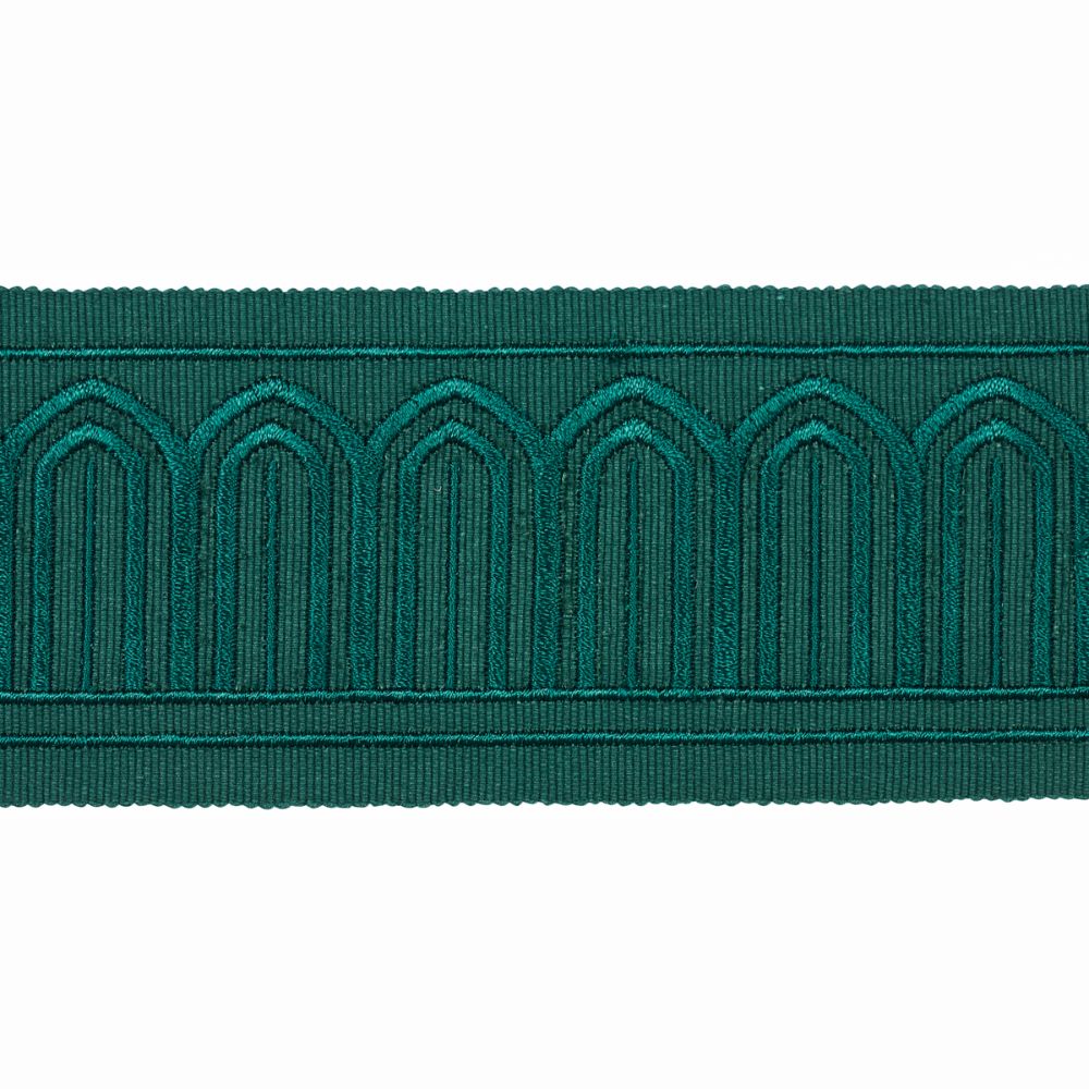 Schumacher 70768 Arches Embroidered Tape Medium Trims in Emerald