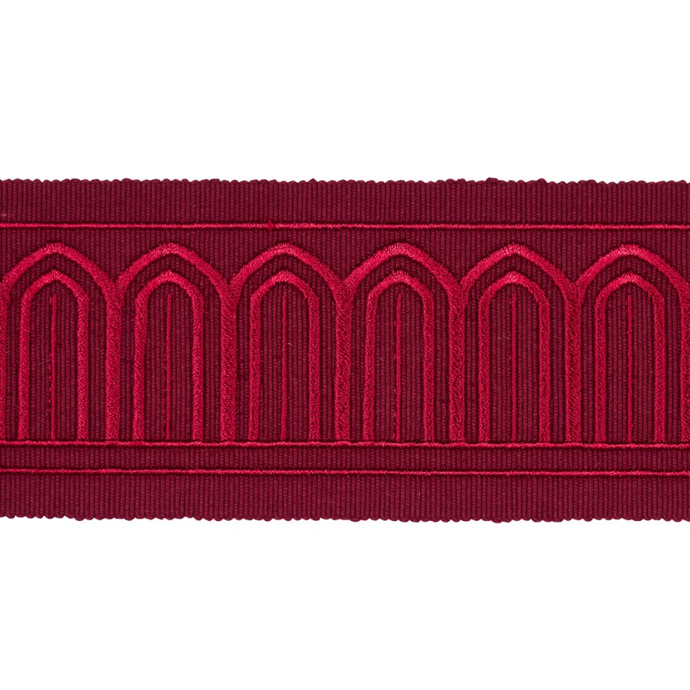 Schumacher 70769 Arches Embroidered Tape Medium Trims in Red