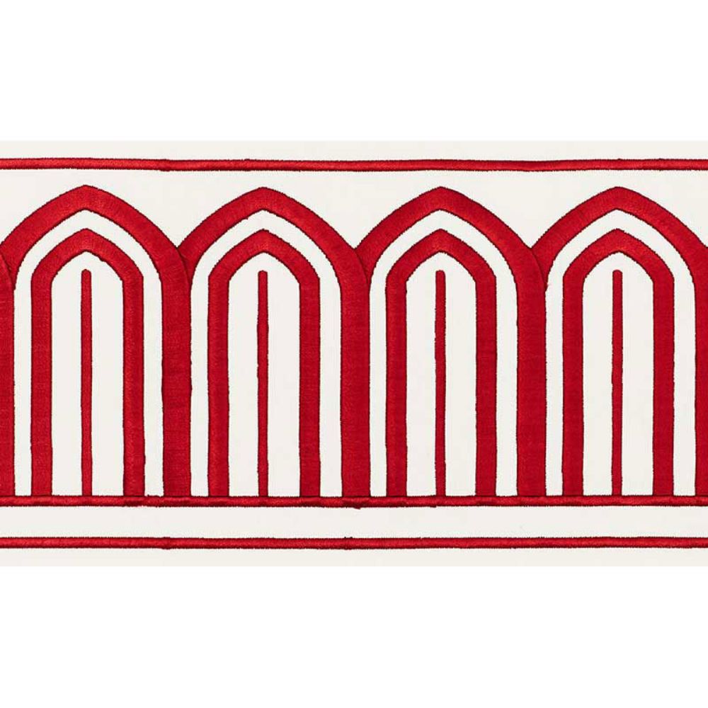 Schumacher 70771 Arches Embroidered Tape Wide Trim in Red