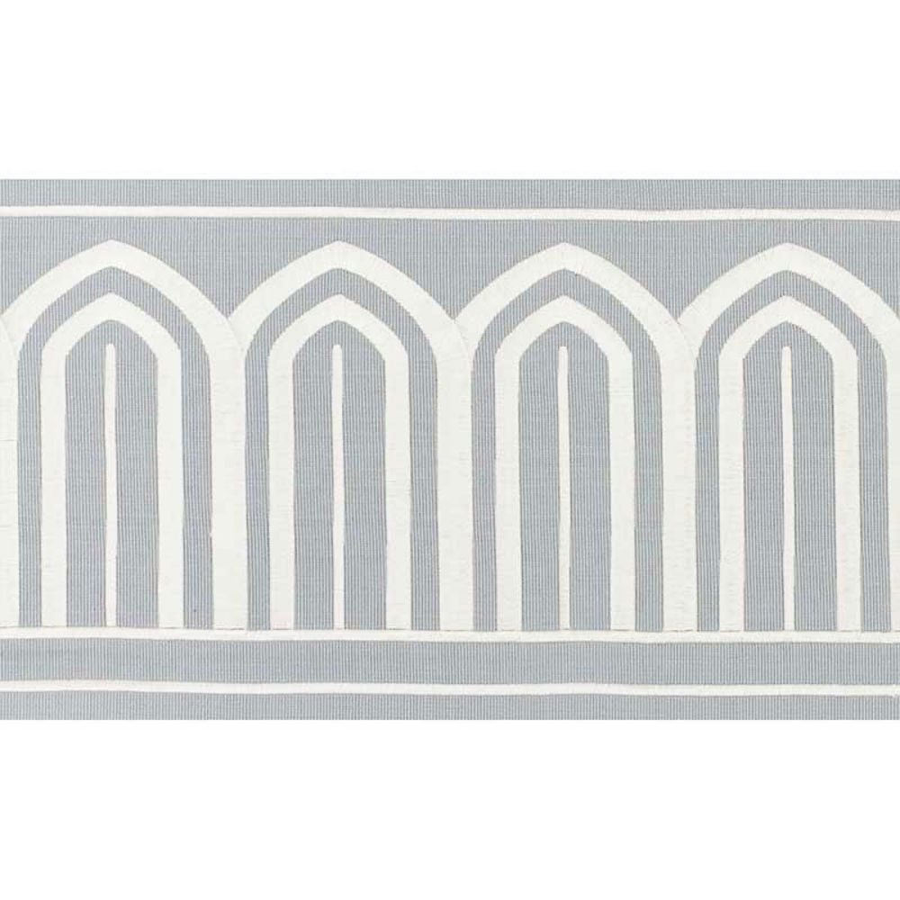 Schumacher 70773 Arches Embroidered Tape Wide Trim in Sky