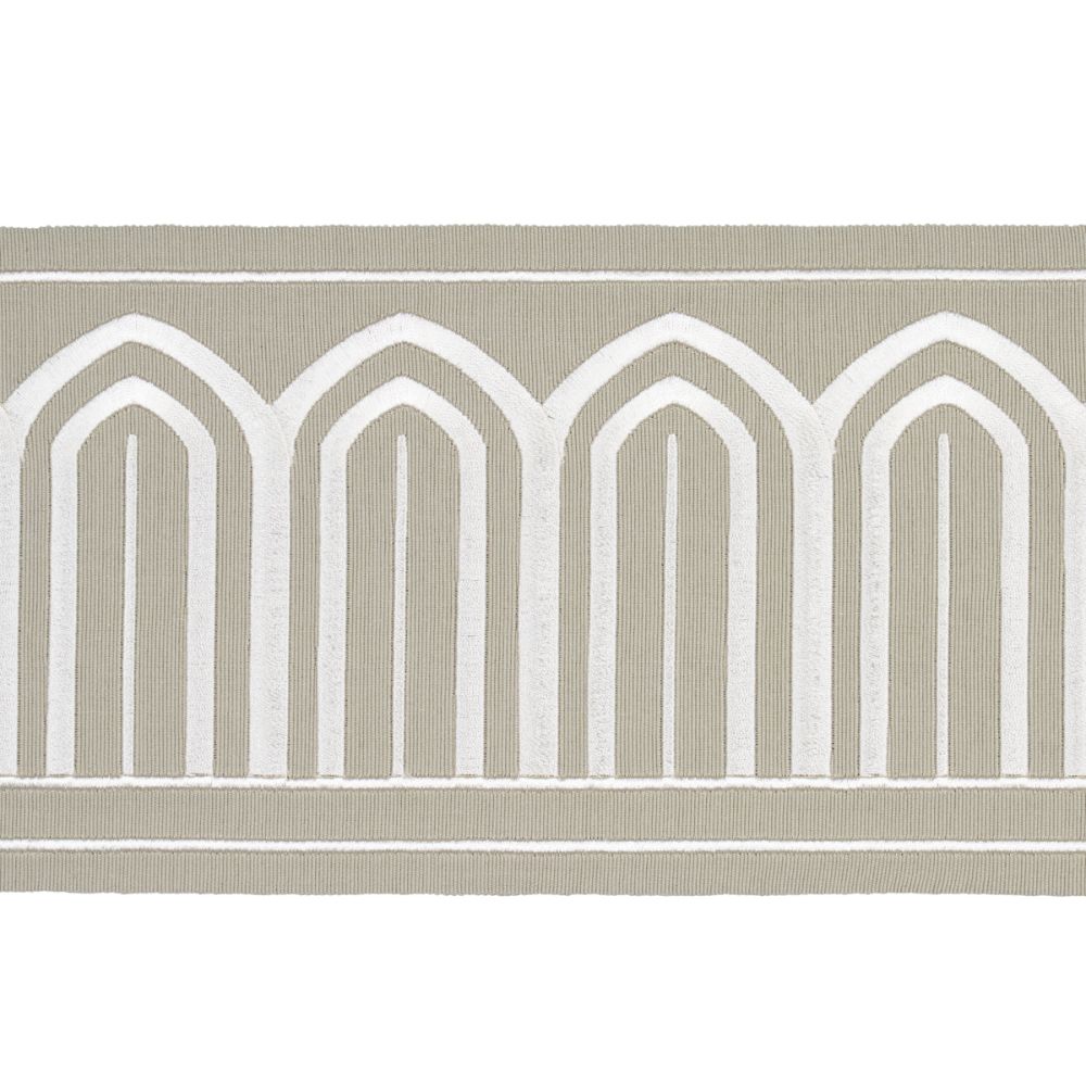 Schumacher 70776 Arches Embroidered Tape Wide Trims in Taupe