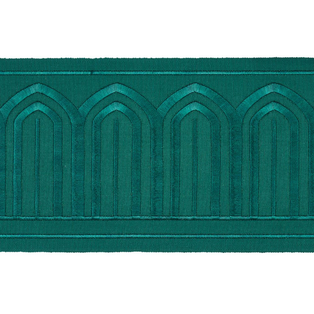Schumacher 70779 Arches Embroidered Tape Wide Trims in Emerald