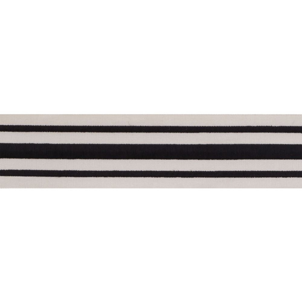 Schumacher 70783 Military Stripe Tape Trim in Black On Ivory
