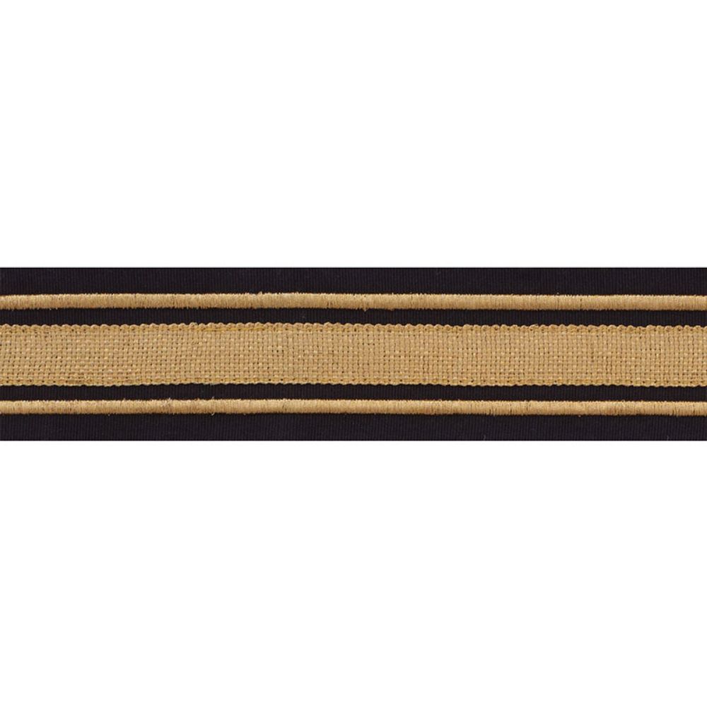 Schumacher 70784 Military Stripe Tape Trim in Gold On Black