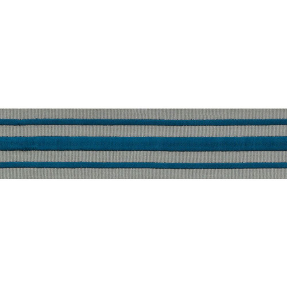 Schumacher 70785 Military Stripe Tape Trim in Peacock On Celadon