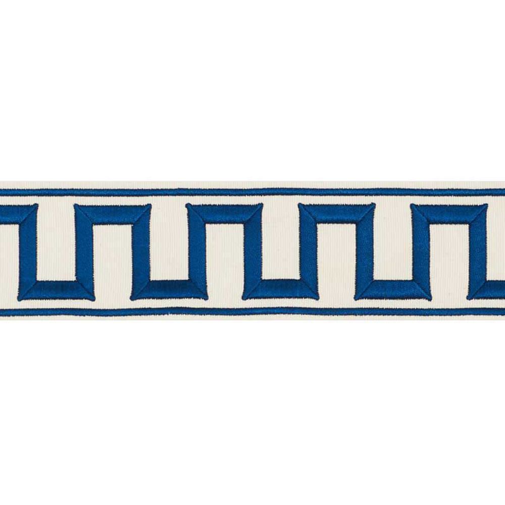 Schumacher 70791 Greek Key Embroidered Tape Trim in Blue