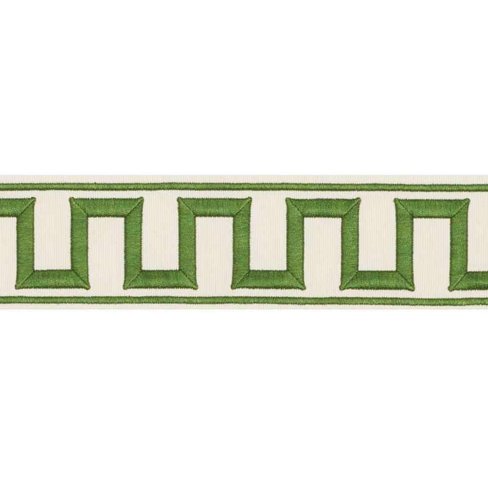 Schumacher 70795 Greek Key Embroidered Tape Trim in Green
