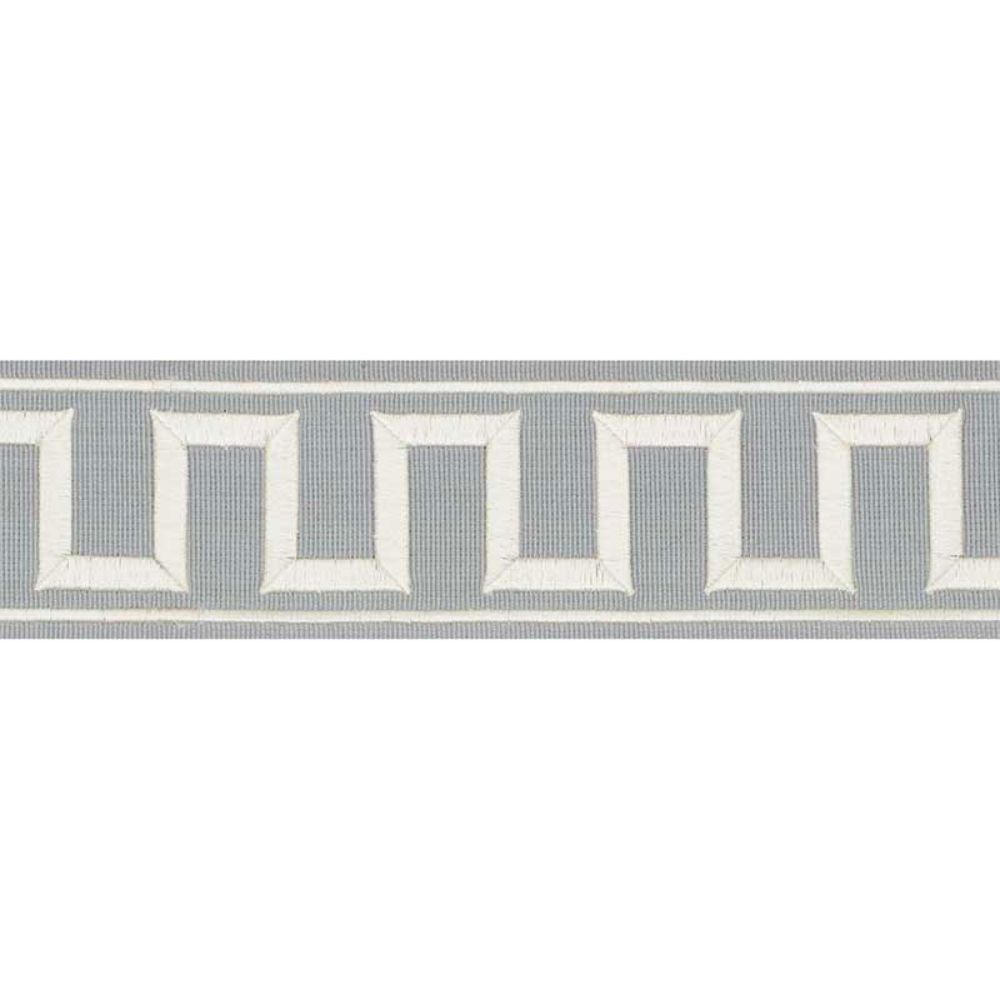 Schumacher 70801 Greek Key Embroidered Tape Trim in Sky