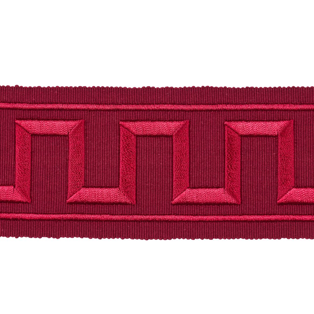 Schumacher 70805 Greek Key Embroidered Tape Trims in Red