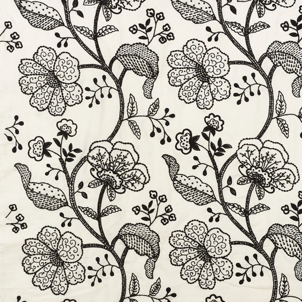 Schumacher 70812 Full Bloom Embroidery Fabric in Ink