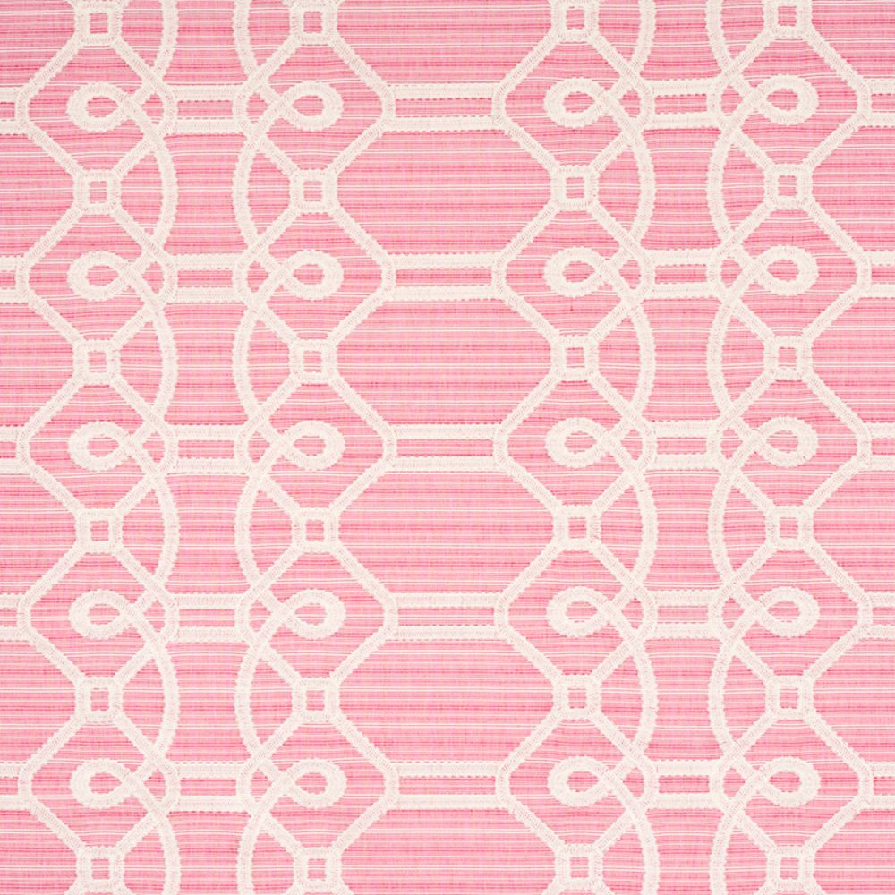 Schumacher 71935 Ziz Embroidery Fabric in Pink