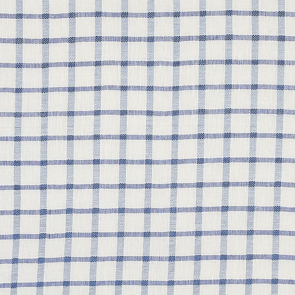 Schumacher 72075 Pauline Check Casement Fabrics in Blue