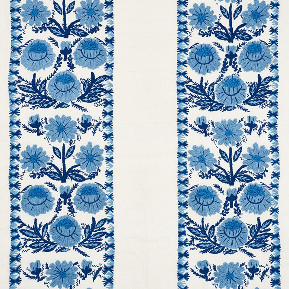 Schumacher 72330 Marguerite Embroidery Fabric in Sky