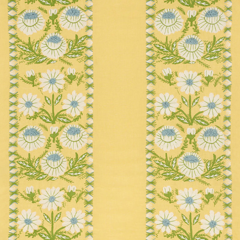 Schumacher 72333 MARGUERITE EMBROIDERY Fabric in BUTTERCUP